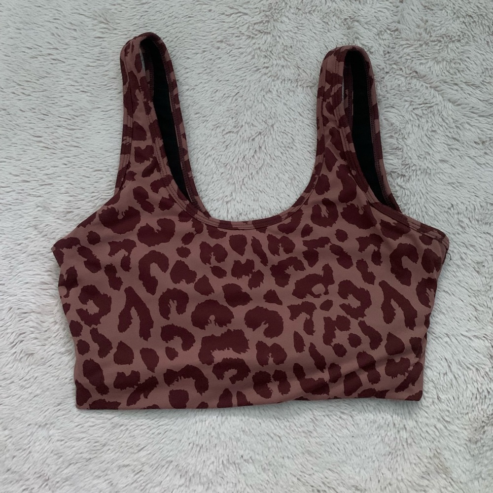 Balance Athletica Kingdom Collection Mauve Pink Leopard Print Asend Bra - Small